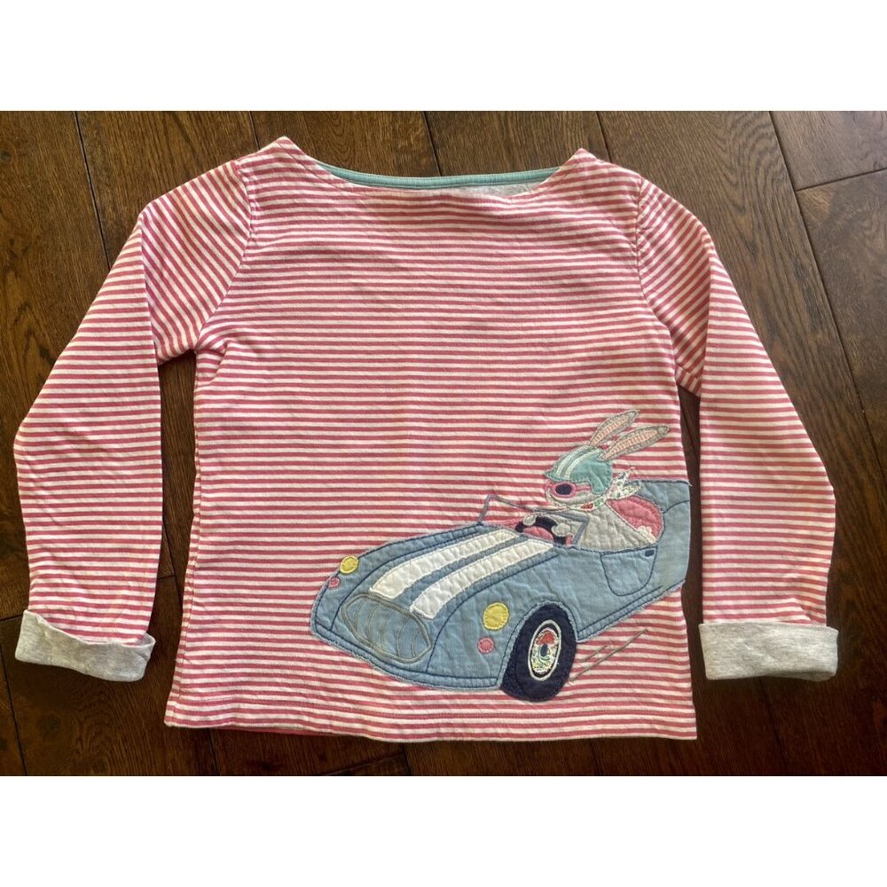 Mini Boden Bunny Appliqué Shirt - Size 5/6